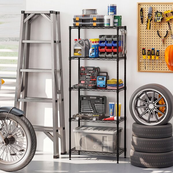 Costway Scaffale metallo 5 ripiani regolabile resistente rete v, Scaffale organizzatore casa cucina garage 340 kg 59 x 34 x 152 cm