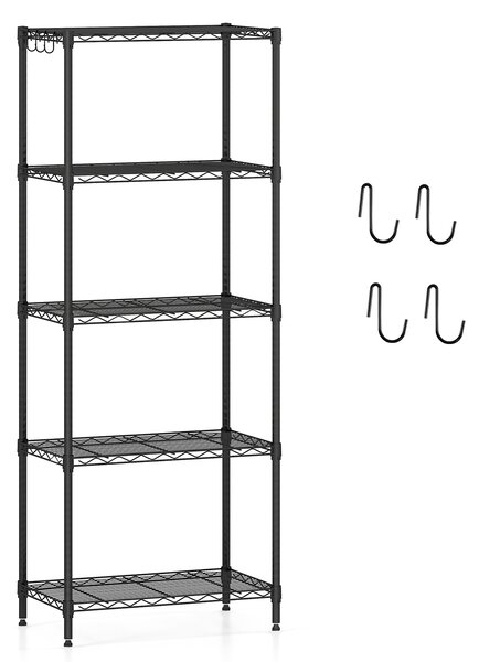 Costway Scaffale metallo 5 ripiani regolabile resistente rete v, Scaffale organizzatore casa cucina garage 340 kg 59 x 34 x 152 cm