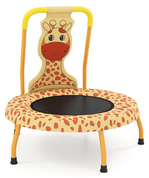 Costway Mini trampolino bambini maniglia schiuma copertura sicurezza imbottita tappeto saltare, Trampolino interno senza spazi bambini 3-6 anni Arancione