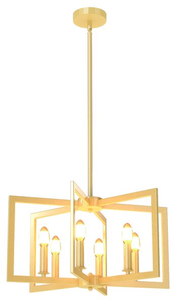 Costway Lampada a sospensione 6 luci farmhouse vari geometrica altezza regolabile, Luce appesa industriale moderno regolabile per soggiorno cucina Bronzo