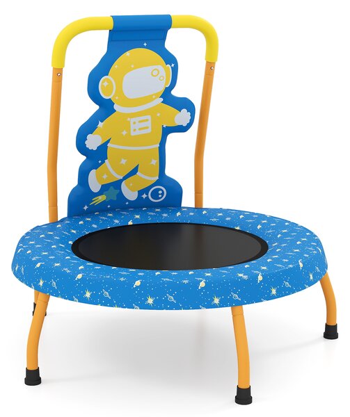 Costway Mini trampolino bambini maniglia schiuma copertura sicurezza imbottita tappeto saltare, Trampolino interno senza spazi bambini 3-6 anni Blu