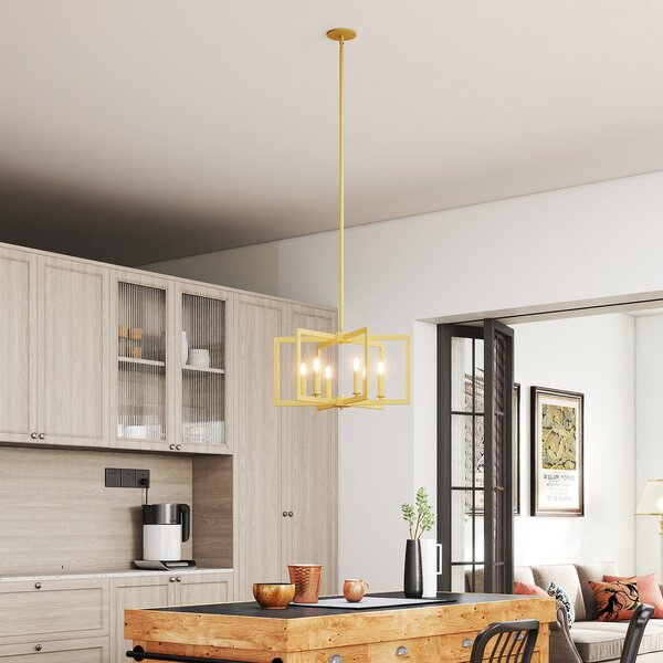 Costway Lampada a sospensione 6 luci farmhouse vari geometrica altezza regolabile, Luce appesa industriale moderno regolabile per soggiorno cucina Bronzo