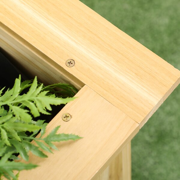 Outsunny Fioriera Rialzata in Legno Vaso da Esterno a Forma di L con Tessuto Non Tessuto Orto Urbano 120x120x50 cm Naturale | Aosom Italy