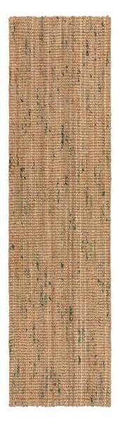 Passatoia verde/di colore naturale in iuta reversibile/tessuta a mano 60x230 cm Jute Boucle Green – Flair Rugs