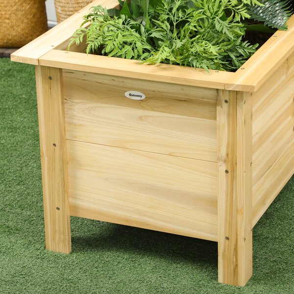 Outsunny Fioriera Rialzata in Legno Vaso da Esterno a Forma di L con Tessuto Non Tessuto Orto Urbano 120x120x50 cm Naturale | Aosom Italy