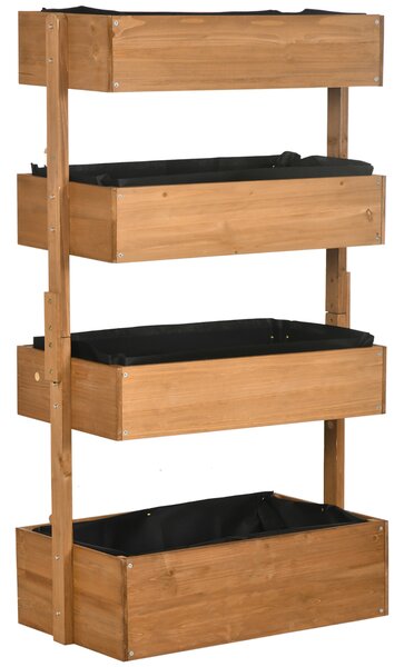 Outsunny Fioriera in Legno a 4 Livelli Fioriera Rialzata Esterna con Fori di Drenaggio 80x45x142 cm Arancione | Aosom Italy