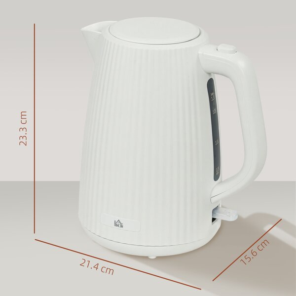 HOMCOM Bollitore Elettrico 1,7L 2025W con Filtro Anticalcare Rimovibile Spegnimento Automatico Base Girevole 360° Crema | Aosom Italy