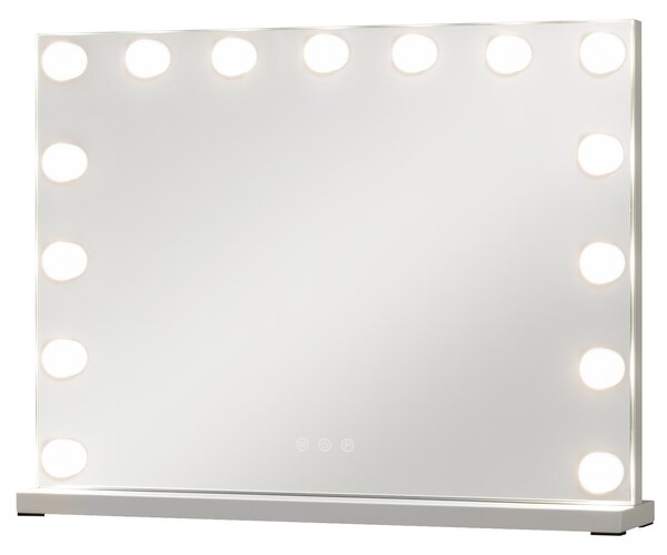 Costway Specchio trucco hollywood luci illuminato tavolo parete 3 colori luce, Specchio luminosità regolabile controllo tattile camera letto camerino 58 x 12 x 45,5 cm