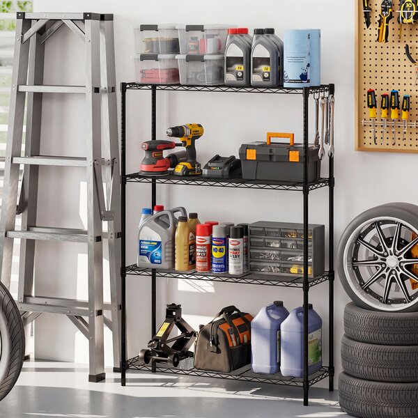 Costway Scaffale metallo 4 ripiani regolabile resistente rete v, Scaffale organizzatore casa cucina garage 454 kg