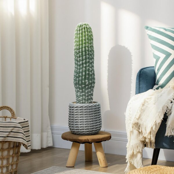 HOMCOM Cactus Artificiale 66 cm, Pianta Artificiale Decorativa con Vaso per Decorazione Interni Verde | Aosom Italy