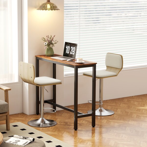 HOMCOM Set di 2 Sgabelli Alti da Cucina Girevoli a 360° Regolabili in Altezza 81-102 cm Rivestiti in Lino Beige | Aosom Italy