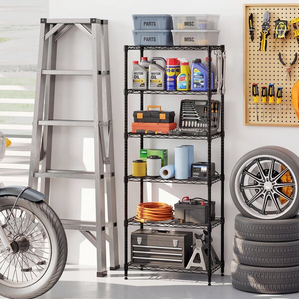 Costway Scaffale metallo 6 ripiani regolabile resistente rete v, Scaffale organizzatore casa cucina garage 408 kg
