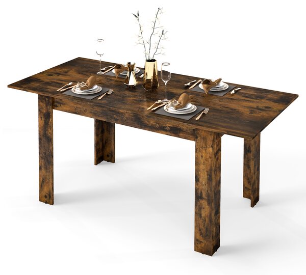 Costway Tavolo pranzo estensibile cucina moderno piano regolabile gambe L industriale 110kg, Tavolo carico elevato cucina soggiorno 158x70x76cm Marrone
