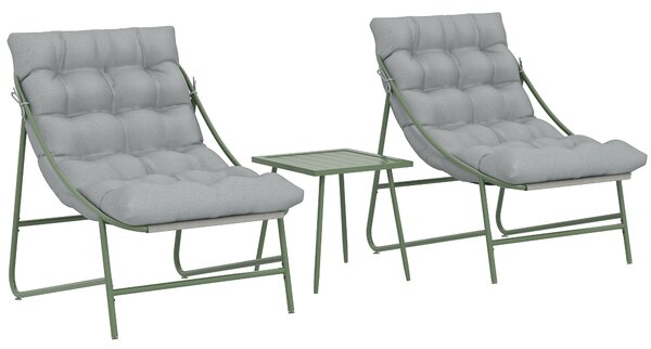 Outsunny Set da Giardino 3 Pezzi con 2 Poltrone Lounge, Tavolino e Cuscini per Esterno Patio Balcone Grigio Chiaro | Aosom Italy