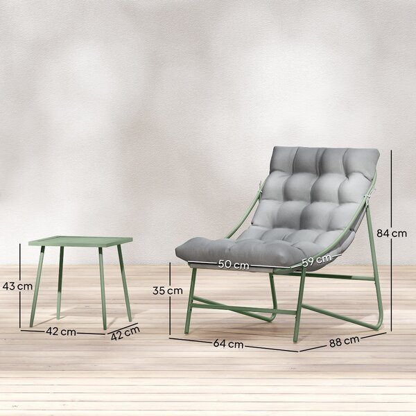 Outsunny Set da Giardino 3 Pezzi con 2 Poltrone Lounge, Tavolino e Cuscini per Esterno Patio Balcone Grigio Chiaro | Aosom Italy