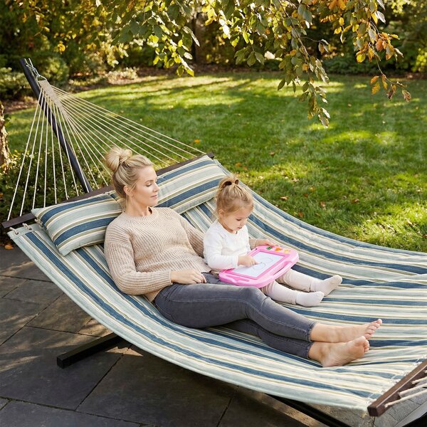 Outsunny Amaca con supporto 353 cm, amaca con struttura in acciaio con cuscino rimovibile e stecche di separazione, verde | Aosom Italy