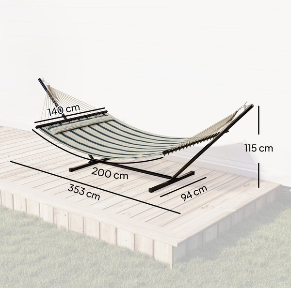 Outsunny Amaca con supporto 353 cm, amaca con struttura in acciaio con cuscino rimovibile e stecche di separazione, verde | Aosom Italy
