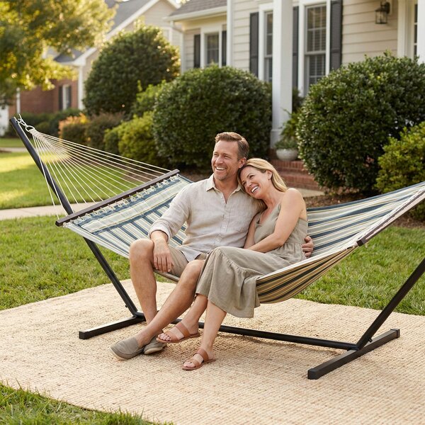 Outsunny Amaca con supporto 353 cm, amaca con struttura in acciaio con cuscino rimovibile e stecche di separazione, verde | Aosom Italy