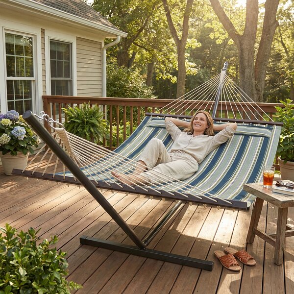 Outsunny Amaca con supporto 353 cm, amaca con struttura in acciaio con cuscino rimovibile e stecche di separazione, verde | Aosom Italy