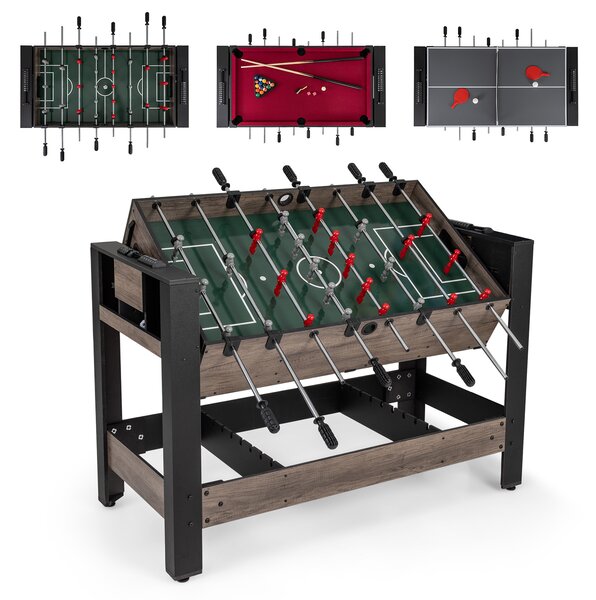 Costway Tavolo gioco 3 in 1 girevole calcetto biliardo ping pong arcade interno, Tavolo gambe regolabili famiglia feste ragazzi adulti 124cm