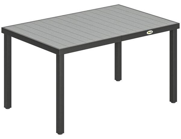 Outsunny Tavolo da Pranzo da Giardino per 6 Persone con Piano a Doghe Struttura in Acciaio 140x90x74 cm Grigio | Aosom Italy