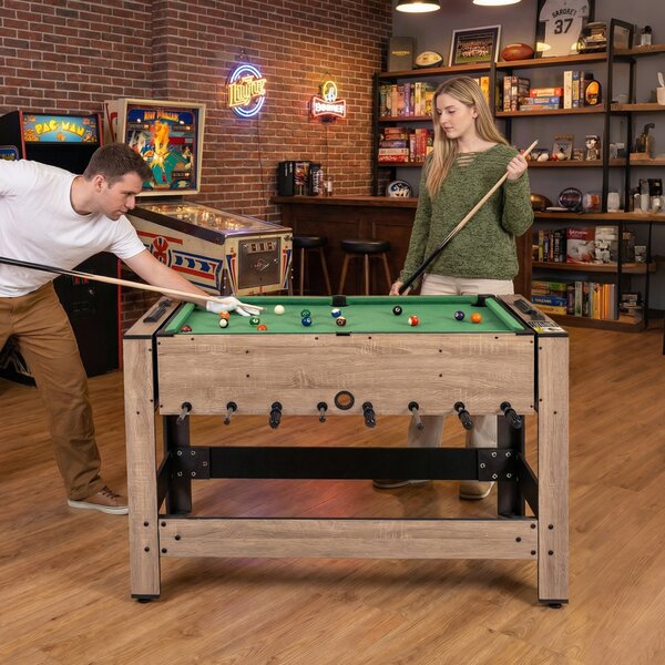 Costway Tavolo gioco 2-in-1 rotazione calcio balilla biliardo arcade flip, Tavolo indoor sala giochi casa famiglia feste ragazzi adulti
