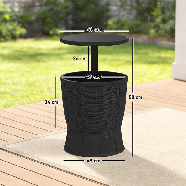 Outsunny Tavolo Frigorifero per Esterni 41 L 3 in 1 Cool Bar Tavolino con Altezza Regolabile Secchio per Ghiaccio Coperchio Sollevabile Nero | Aosom Italy