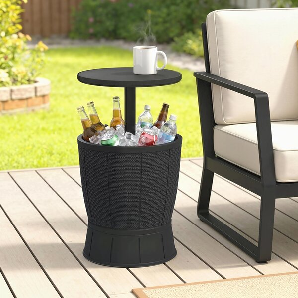 Outsunny Tavolo Frigorifero per Esterni 41 L 3 in 1 Cool Bar Tavolino con Altezza Regolabile Secchio per Ghiaccio Coperchio Sollevabile Nero | Aosom Italy