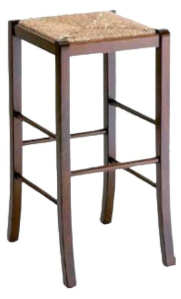Mobili 2g - sgabello arte povera legno tinta noce seduta paglia 47x46x74