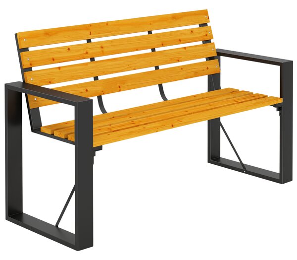 Outsunny Panca da Giardino 2 Posti Impermeabile Panca in Legno con Design a Doghe e Braccioli, Panca fino a 240 kg Legno naturale | Aosom Italy