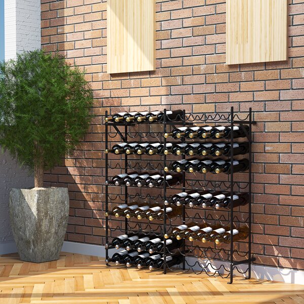 Costway Porta bottiglie metallo stabile 10 ripiani 100 bottiglie espositore vino, Porta bottiglie bar cantina cucina sala pranzo nero 98x25,5x100cm