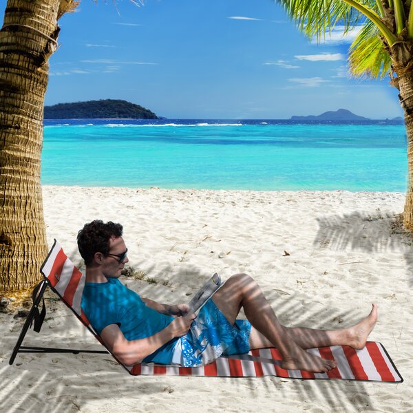 Outsunny Set di 2 tappetini da spiaggia imbottiti materassino da spiaggia schienale regolabile multi-posizioni 142 x 51 x 40 cm bianco e rosso | Aosom Italy