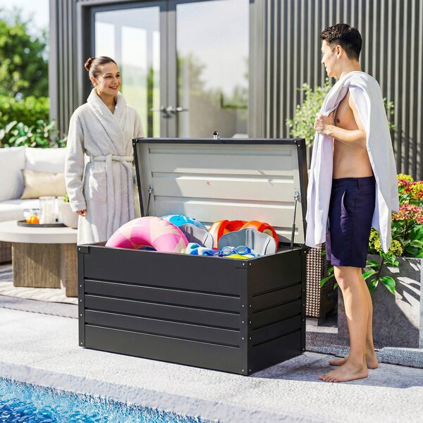 Outsunny Cassone da giardino in metallo 450L cassapanca per cuscini con coperchio doppia parete 120 x 61 x 62 cm impermeabile richiudibile grigio | Aosom Italy