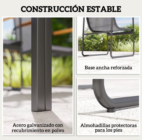 Outsunny Set Tavolo e Sedie da Giardino con Piano in Vetro Temperato e 6 Sedie Traspiranti per Terrazza/Patio Grigio | Aosom Italy