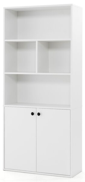 Costway Libreria 5 ripiani doppie porte cubi aperti ripiano regolabile, Libreria esposizione organizer indipendente 155cm