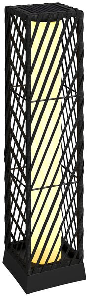 Outsunny Lanterna da Giardino in Rattan Lampione Solare Esterno con LED Accensione e Spegnimento Automatico Impermeabile IP44 Nero | Aosom Italy