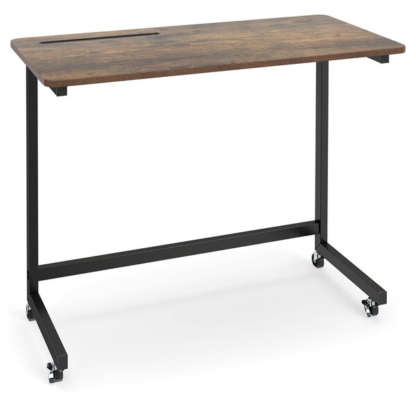 Costway Tavolino laterale mobile carrello laptop ruote fessura tablet, Tavolino letto vassoio c metallo lavoro portatile