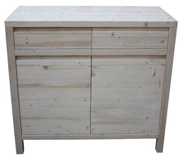 Mobili 2g - credenza 2 porte 2 cassetti legno massello di abete grezzo 104x50x95 (3312)