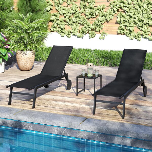 Costway Tavolino rotondo esterno piano vetro temperato foro ombrellone 4,2 cm, Tavolino struttura metallica robusta caffè giardino cortile piscina Nero