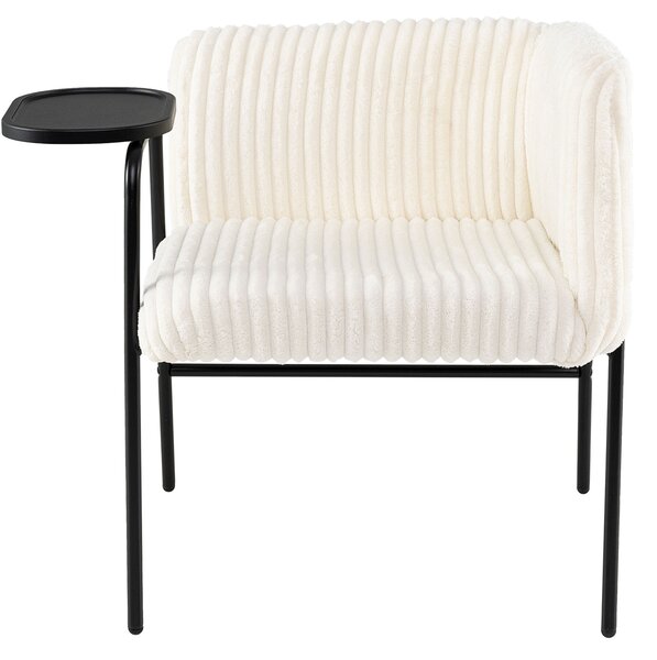Costway Poltrona moderna tavolino velluto coste metallo solido spugna, Poltrona imbottita cuscino comoda soggiorno camera letto