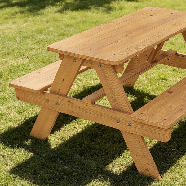 AIYAPLAY Set da giardino per bambini, tavolo da picnic con panche, struttura in legno massiccio, legno naturale | Aosom Italy