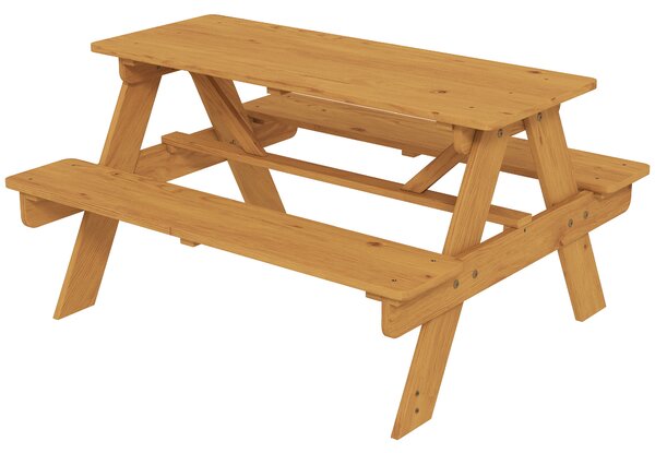 AIYAPLAY Set da giardino per bambini, tavolo da picnic con panche, struttura in legno massiccio, legno naturale | Aosom Italy