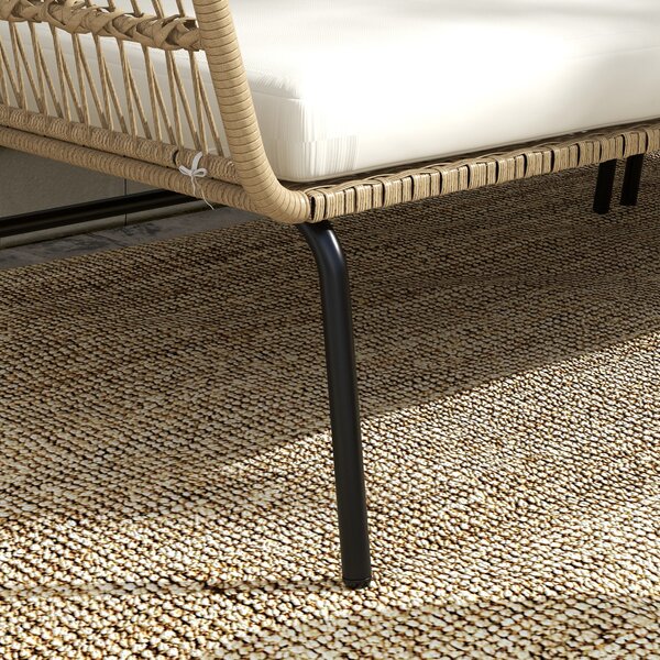 Outsunny Salotto da giardino esterno angolare 3 posti in resina intrecciata con divani, chaise longue, tavolino e cuscini, crema | Aosom Italy