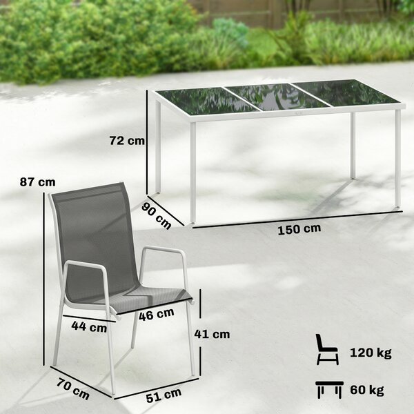 Outsunny Set da Giardino 7 Pezzi: Tavolo Rettangolare e 6 Sedie Impilabili | Aosom Italy
