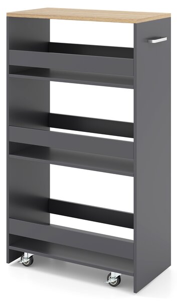 Costway Carrello cucina stazione ricarica maniglia parapetti, Carrello stretto sfilo ruote bloccabili soggiorno cucina lavanderia Grigio