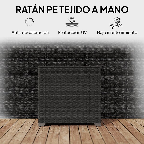Outsunny Baule da esterno in rattan 253 L con pistone a gas, fodera con cerniera e struttura in acciaio, Nero | Aosom Italy