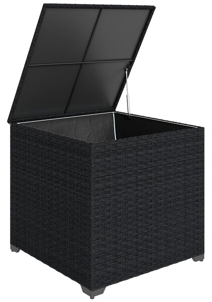Outsunny Baule da esterno in rattan 253 L con pistone a gas, fodera con cerniera e struttura in acciaio, Nero | Aosom Italy