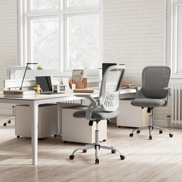 Costway Sedia ufficio ergonomica rete traspirante braccioli reclinabili spazio archiviazione retro, Sedia scrivania girevole altezza regolabile ruote