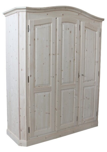 Mobili 2g - armadio classico 3 porte legno massello abete grezzo 181x63x217 (2205)