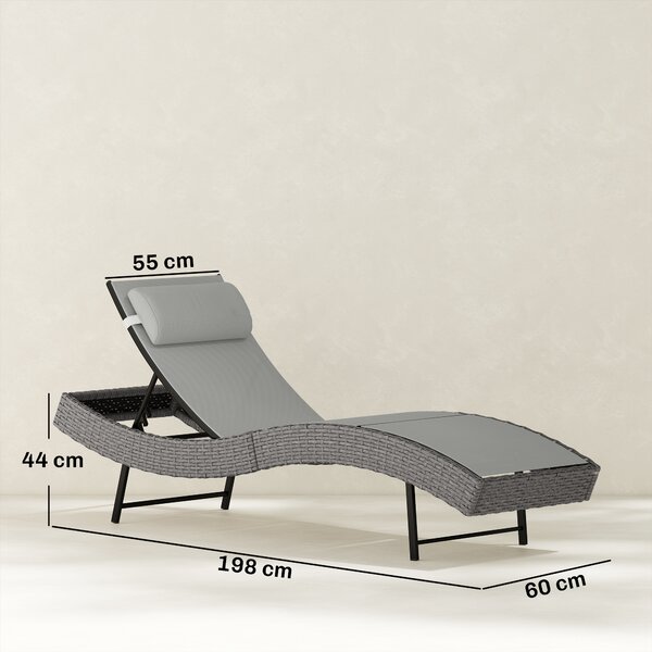 Outsunny Sdraio in Polyrattan a forma a S con schienale regolabile 5 posizioni, poggiatesta, traspirante e resistente ai raggi UV | Aosom Italy